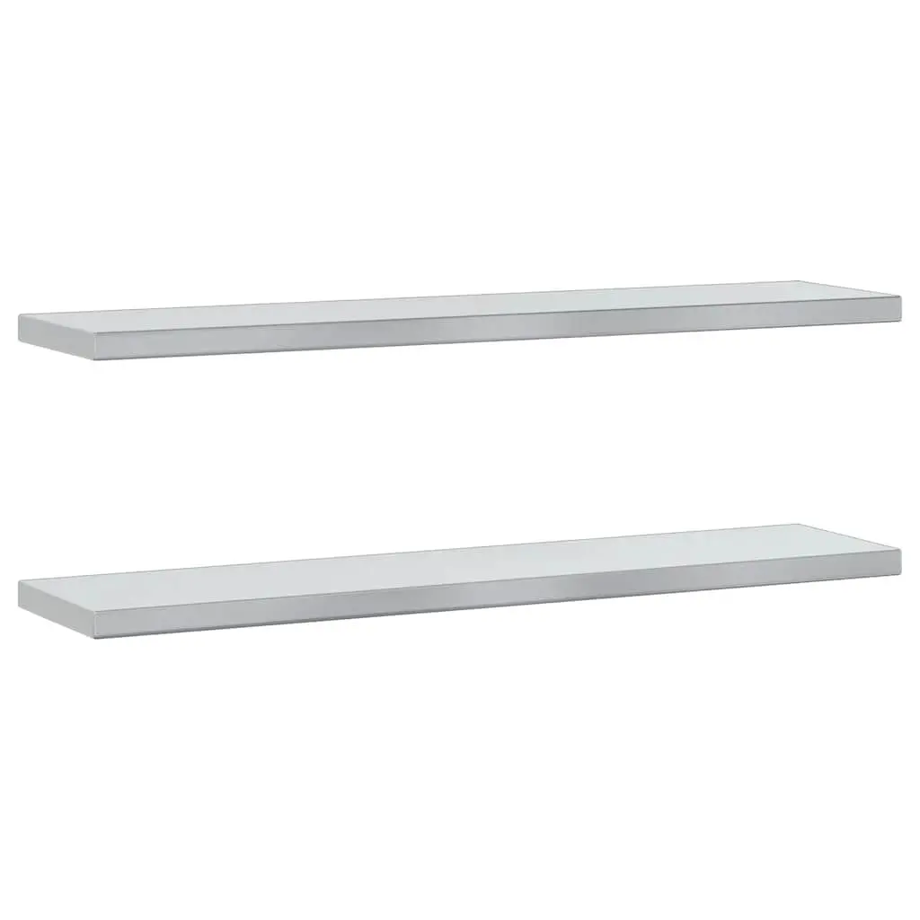 Wall Shelves 100x23.5 cm Stainless Steel Floating Storage Display 2 Piece