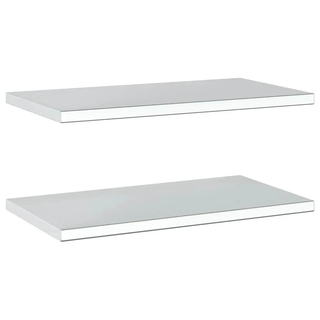 Wall Shelves 75x40 cm Silver Stainless Steel Floating Storage 2 Piece
