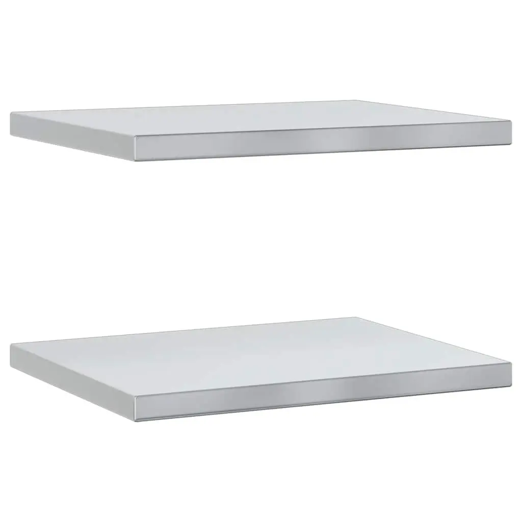 Wall Shelves 50x40 cm Silver Stainless Steel Floating Shelving Storage 2 Piece