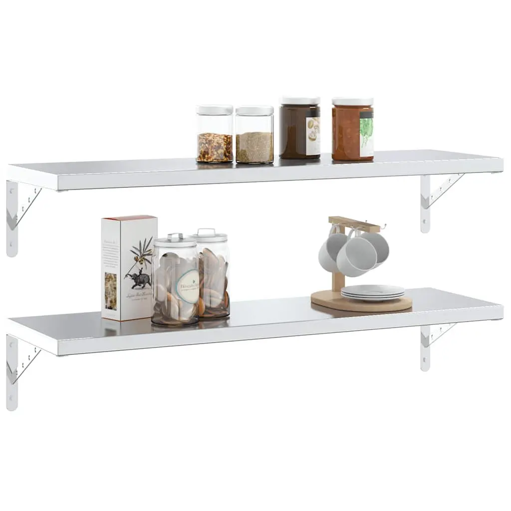 Shelf Brackets 4 Pieces Wall Mount Stainless Steel Silver DIY Storage Support