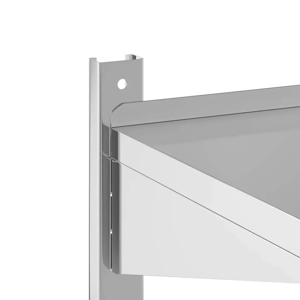 2-Tier Wall Shelf 100x40x60 cm Silver Stainless Steel Storage Rack