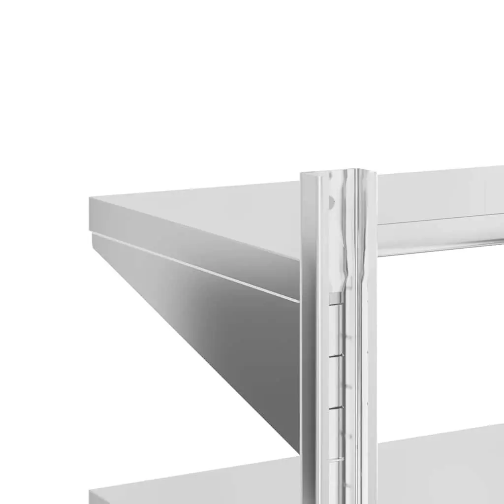 2-Tier Wall Shelf 100x40x60 cm Silver Stainless Steel Storage Rack