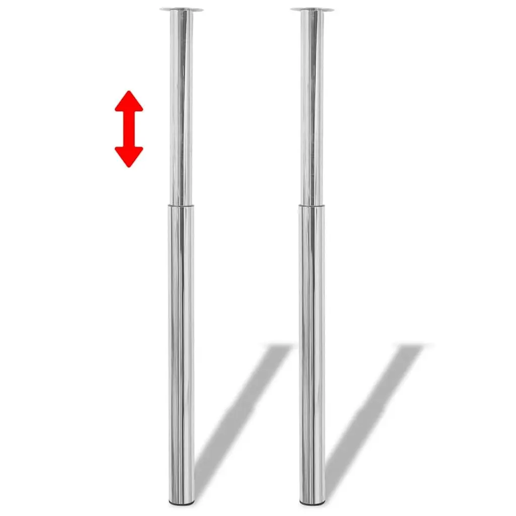 Telescopic Table Legs 4 Pieces Adjustable Height 710 mm to 1100 mm Chrome