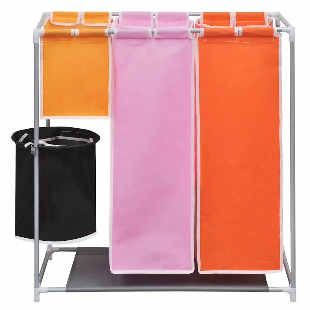 3-Section Laundry Sorter Hamper Multicolour Organiser with Washing Bin 2 Pack