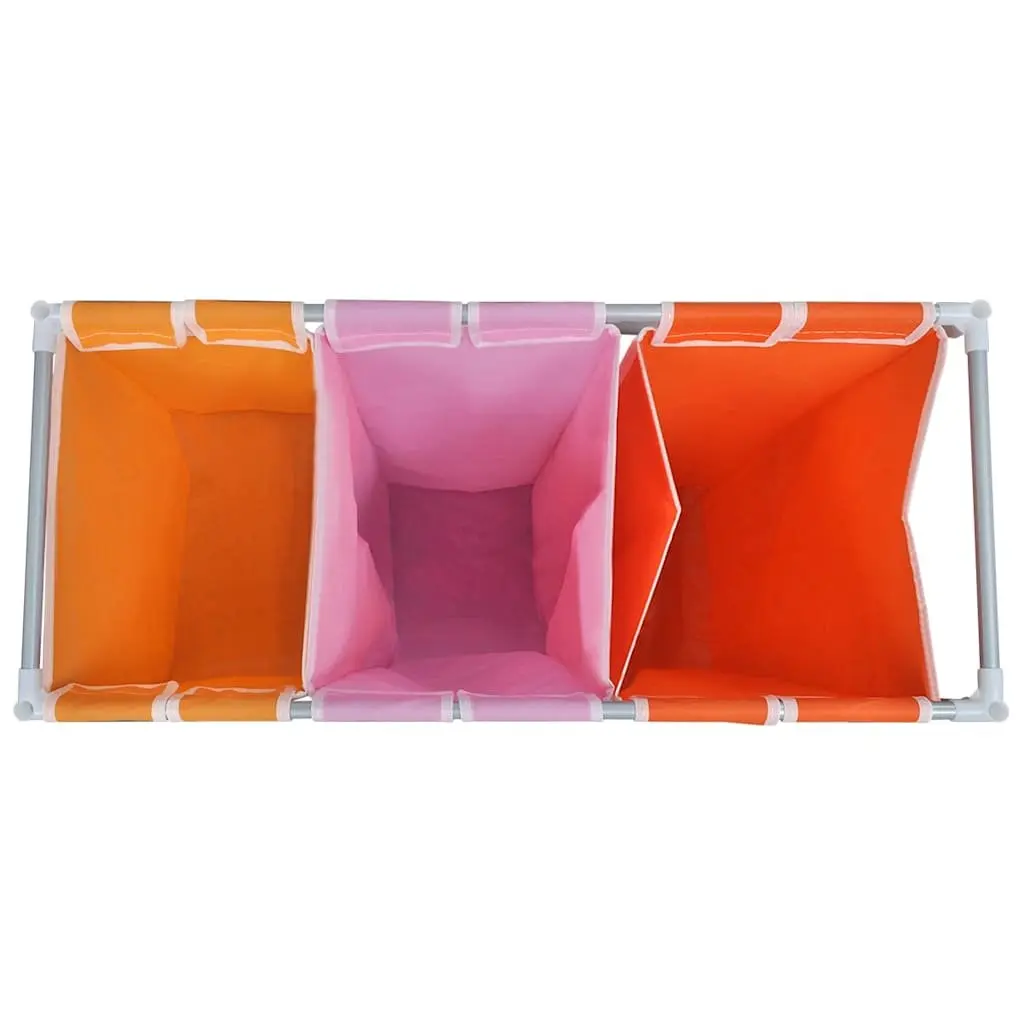 3-Section Laundry Sorter Hamper Multicolour Organiser with Washing Bin 2 Pack