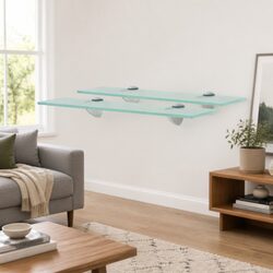 Floating Wall Shelf Glass 40x10 cm Transparent Tempered Display Ledge Brackets
