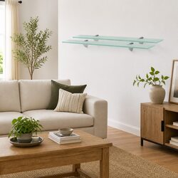 Floating Glass Wall Shelf 70x10 cm Transparent Modern Shelving Display Ledge