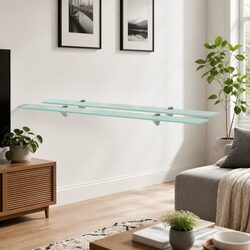 Floating Glass Wall Shelf 100x10 cm Transparent Modern Display Ledge Bracket