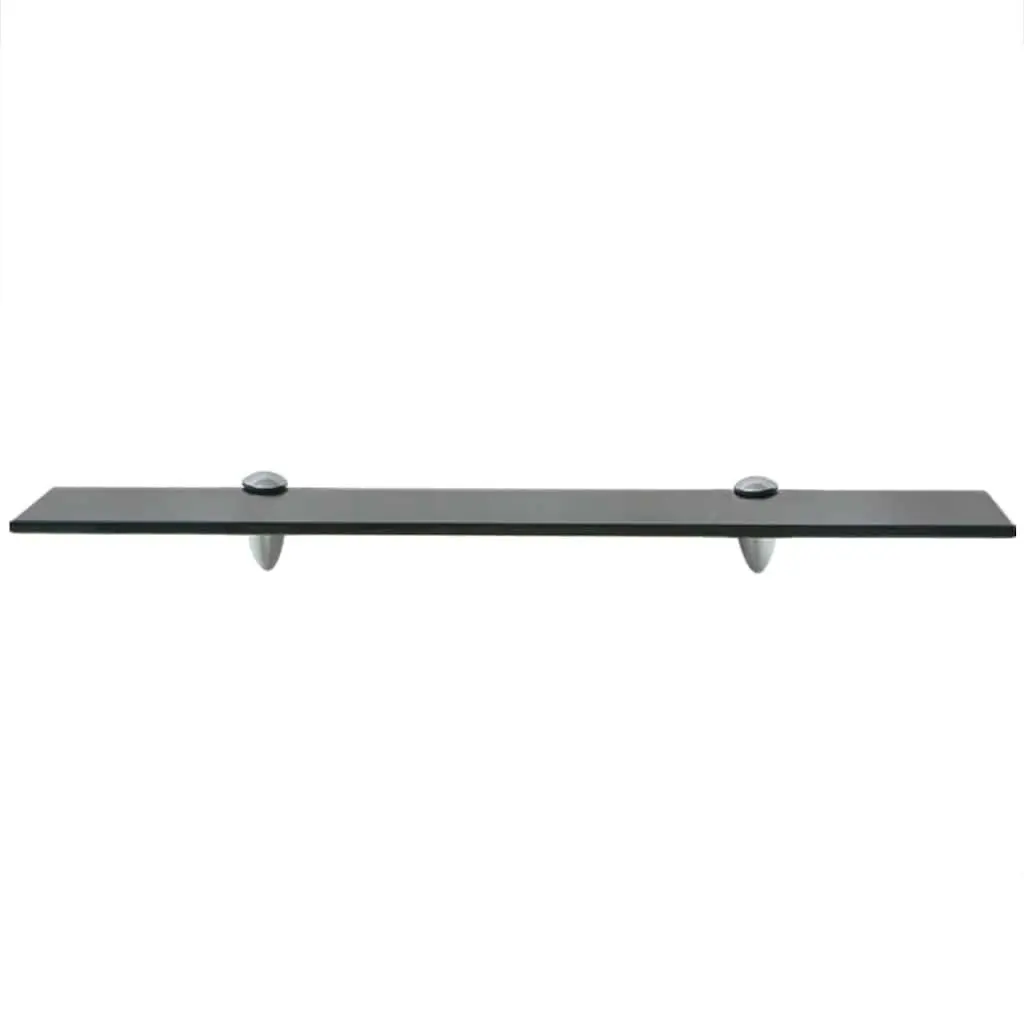 Floating Wall Shelves 60x20 cm Black Glass 2 Piece Display Ledge Bracket