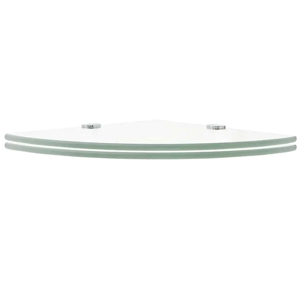 Corner Shelves 25x25cm Glass Wall Shelf Chrome Supports 2pcs