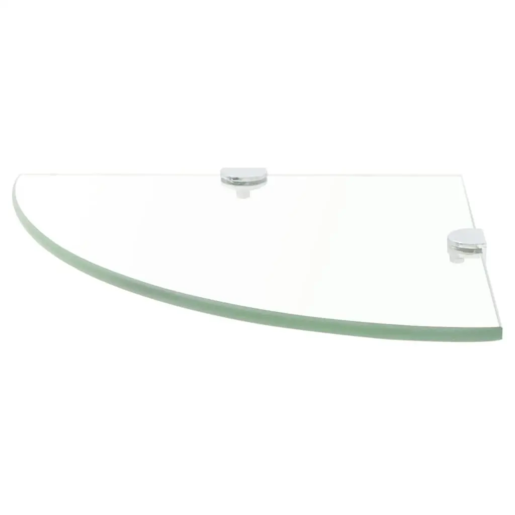 Corner Shelves 25x25cm Glass Wall Shelf Chrome Supports 2pcs