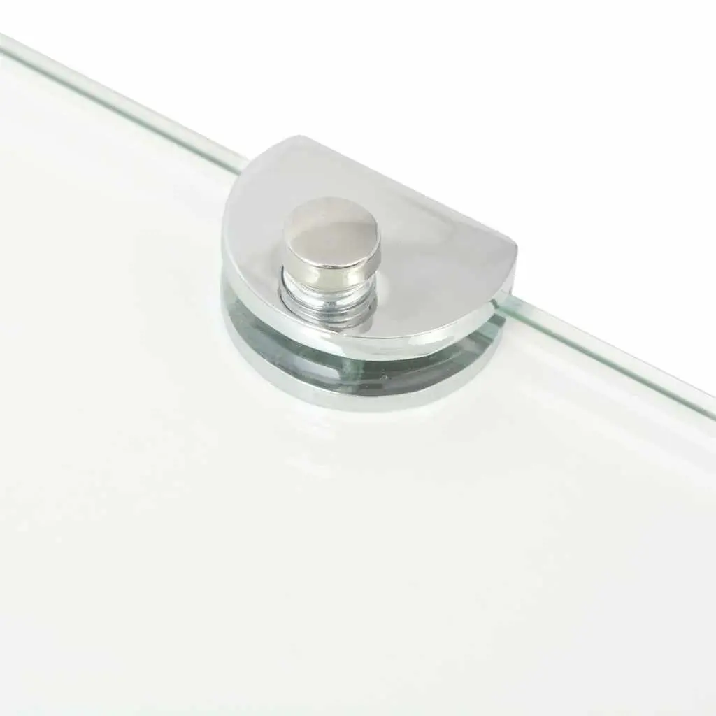 Corner Shelves 25x25cm Glass Wall Shelf Chrome Supports 2pcs