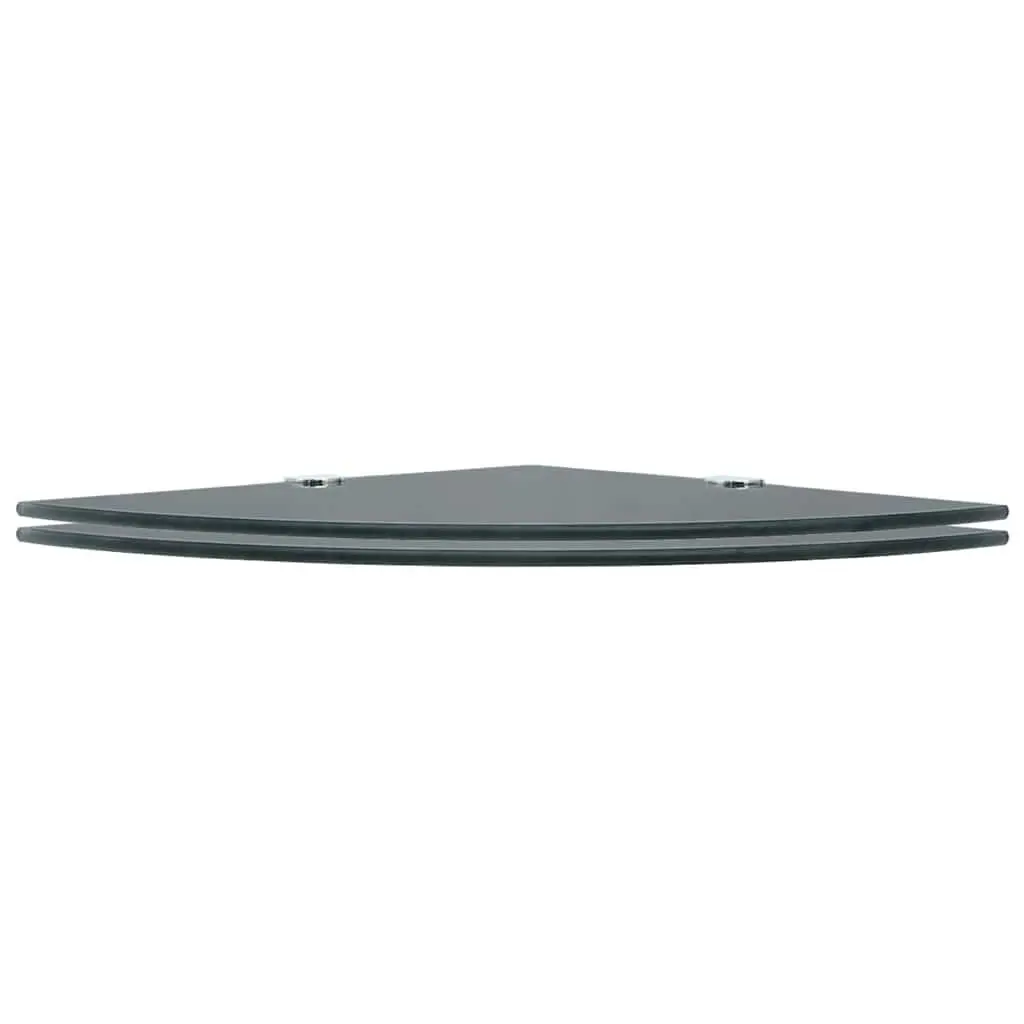 Corner Shelves 25x25 cm Glass Floating Shelf with Chrome Supports 2 pcs Black