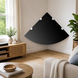 Corner Wall Shelves 2 Pack Black Glass Floating Storage Bathroom Kitchen 45x45cm