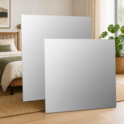 40x40 cm Silver Square Wall Mirrors - Set of 2