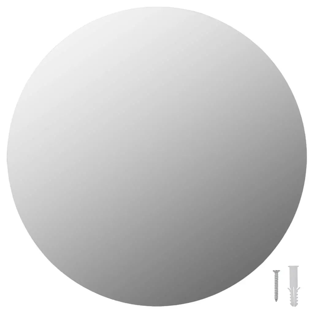 Round Wall Mirror 40 cm Silver Glass Bedroom Living Room Decor Set of 2