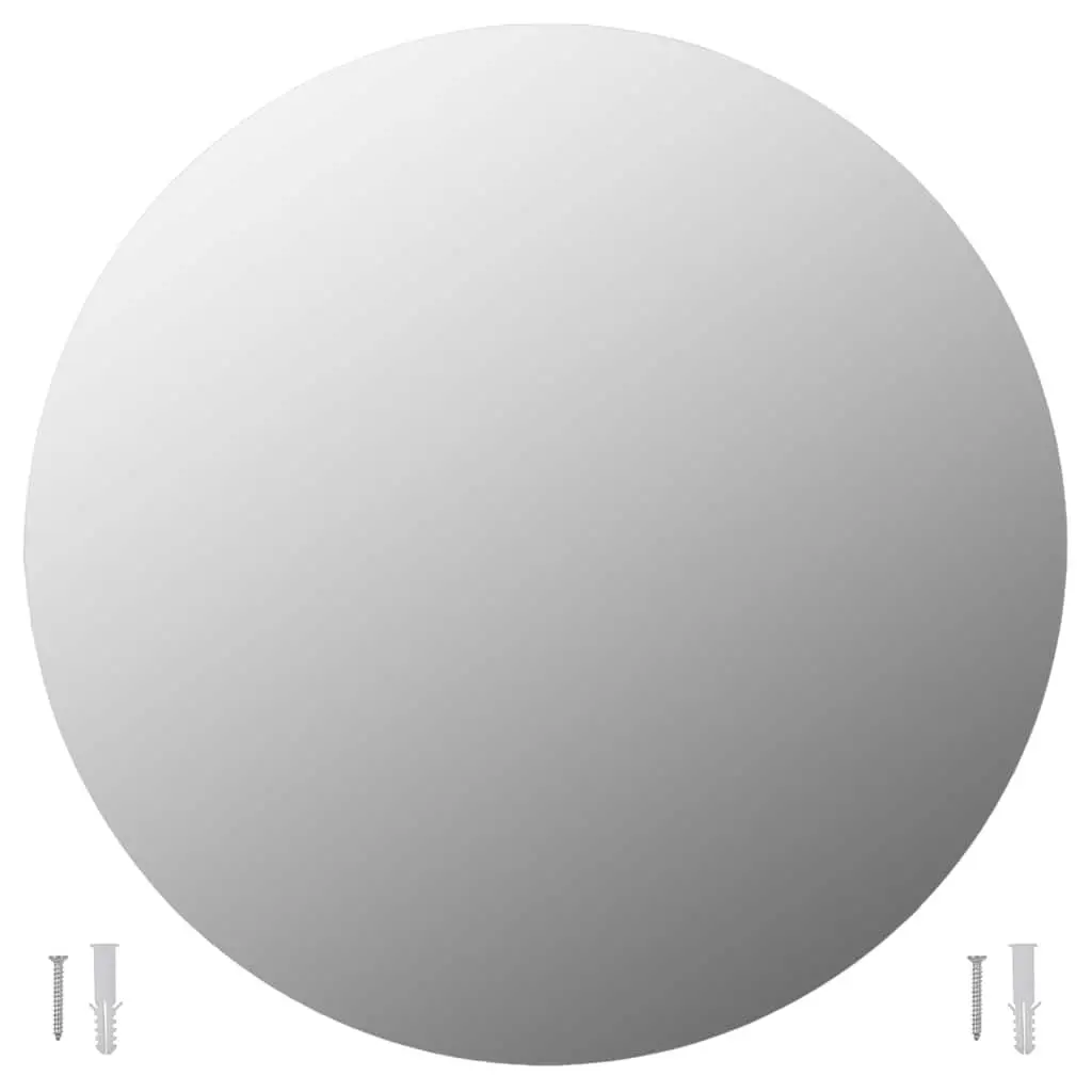 Round Wall Mirror 50 cm Silver Reflective Glass for Bedroom Living Room Home Decor