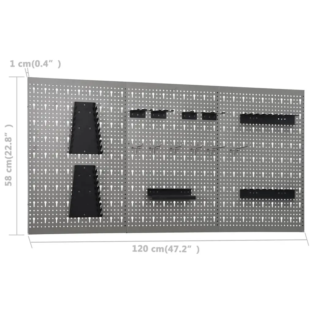 Workbench Storage System 500kg Capacity with 3 Wall Panels and 1 Cabinet for Workshop and Garage Organization