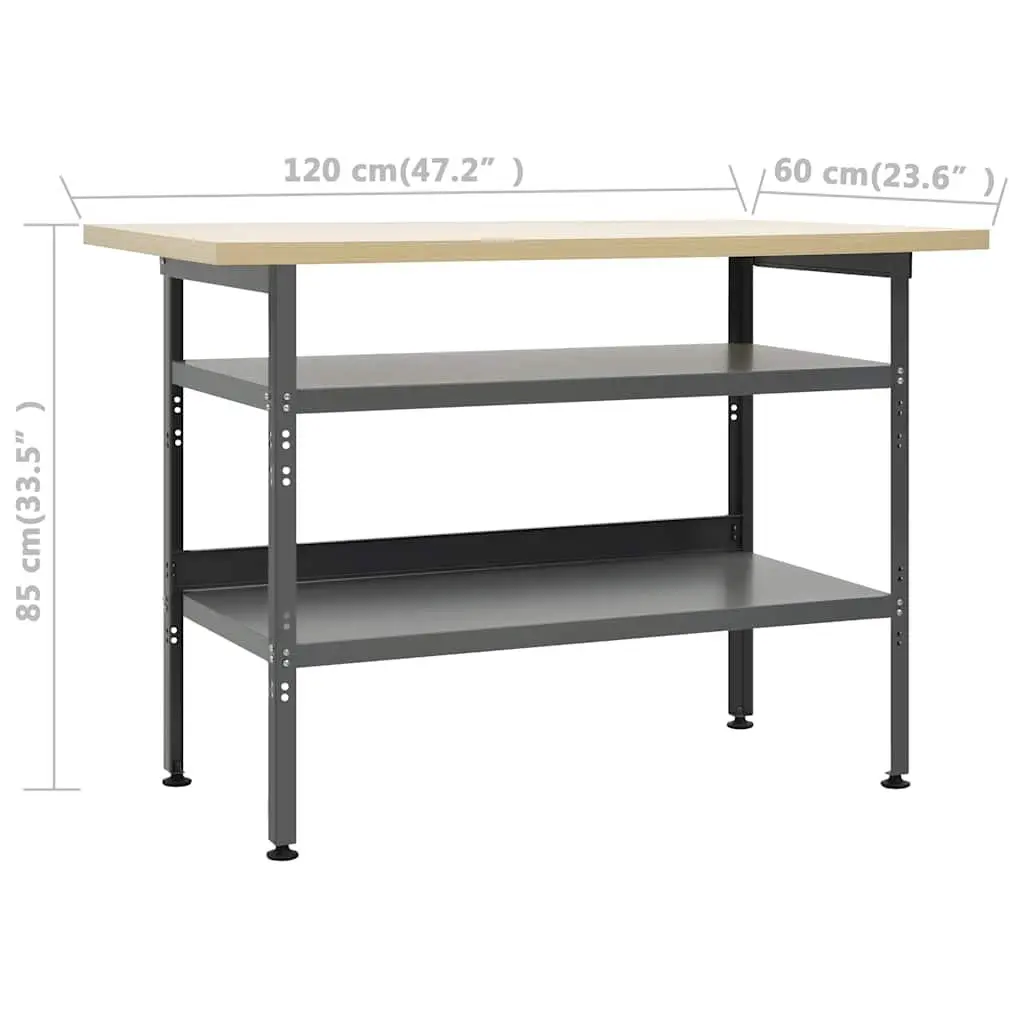 Workbench with Wall Panels Cabinet Storage Solution Grey Workshop Garage Tool