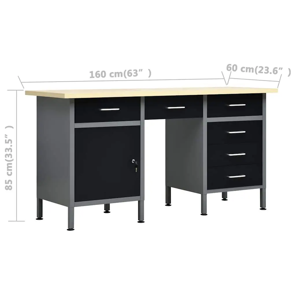 Workbench with Four Wall Panels and Two Storage Cabinets Workshop Garage