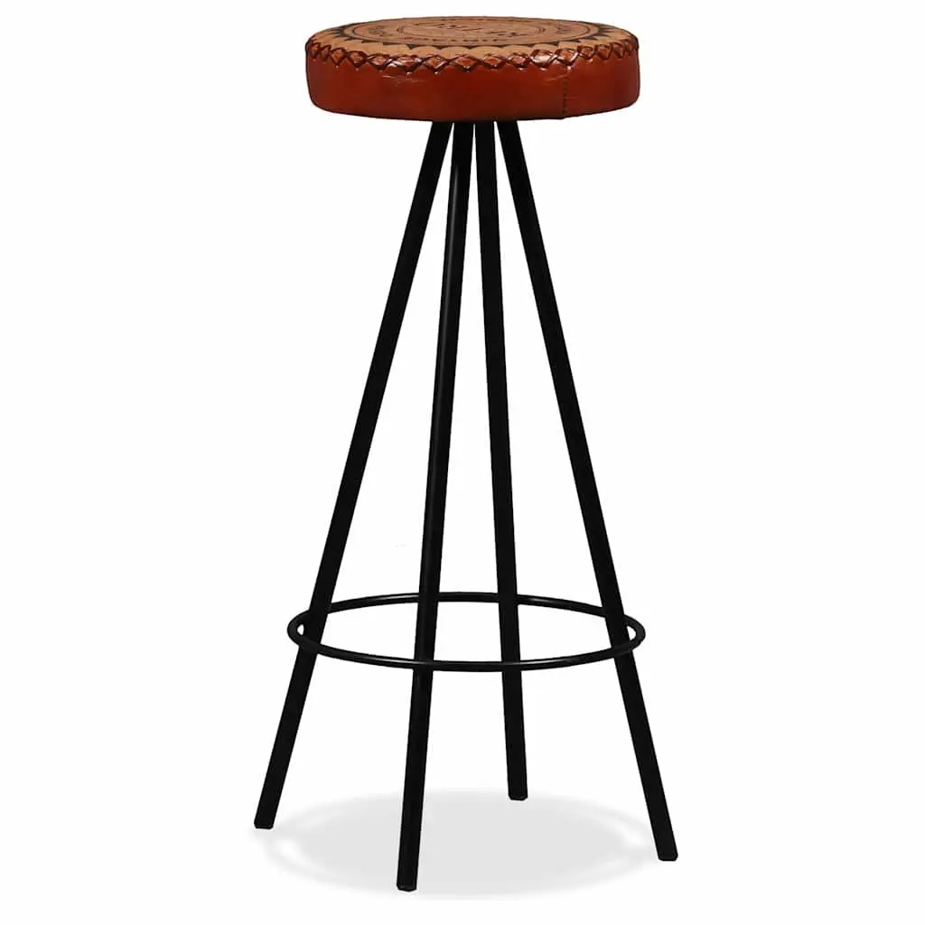 9 Piece Bar Set Industrial Style Furniture Solid Acacia Wood Table with Leather Canvas Upholstered Stools and Steel Legs