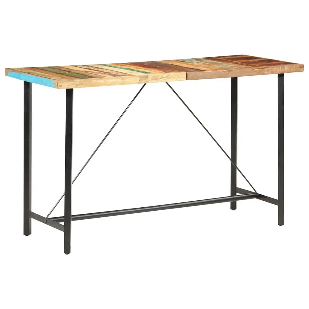 Bar Set 9 Piece Solid Reclaimed Wood Table and Stools Industrial Style Dining Furniture