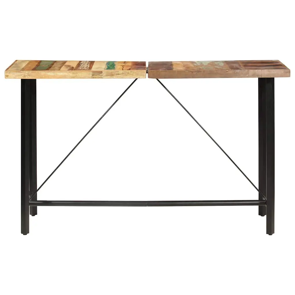 Bar Set 9 Piece Solid Reclaimed Wood Table and Stools Industrial Style Dining Furniture