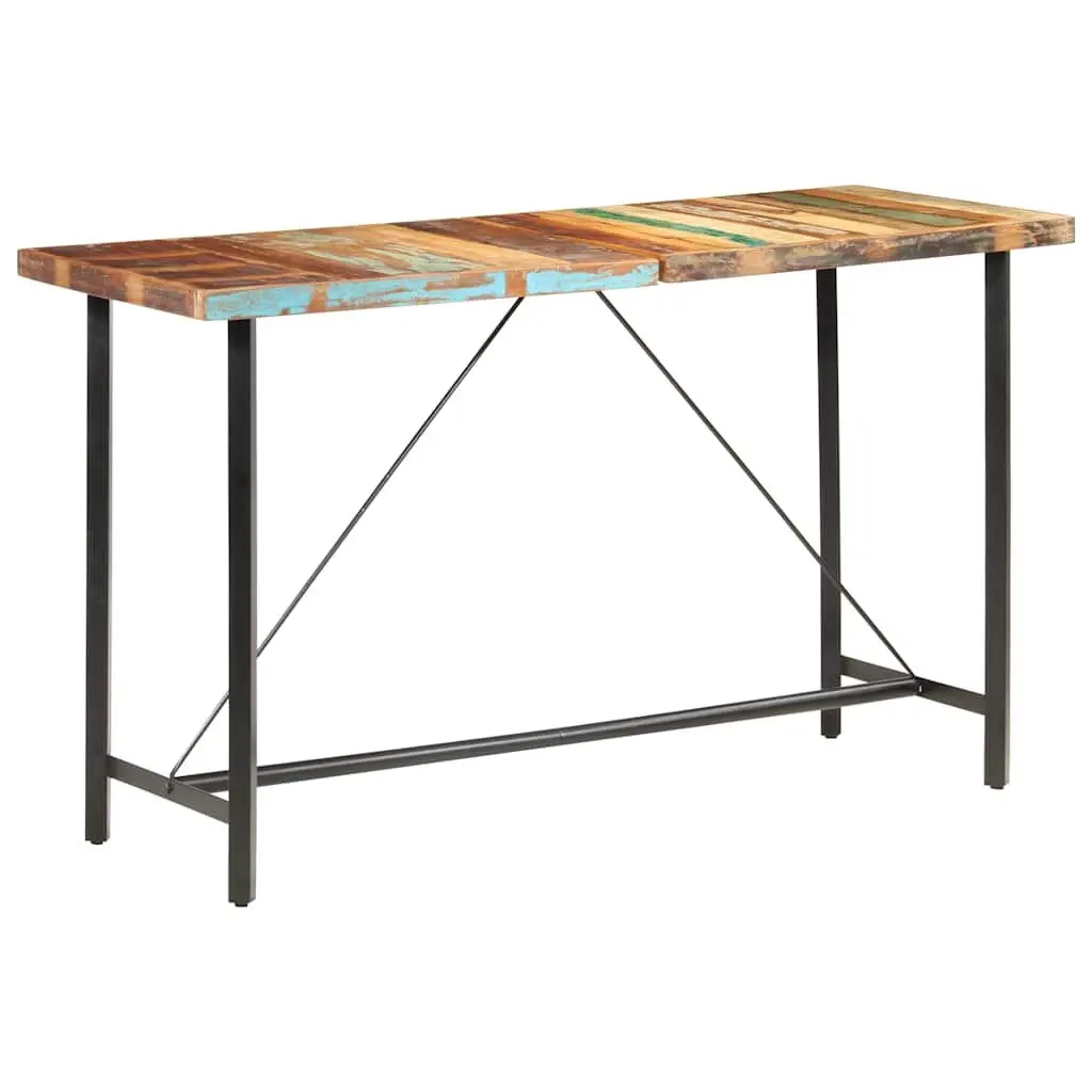 Bar Set 9 Piece Solid Reclaimed Wood Table and Stools Industrial Style Dining Furniture