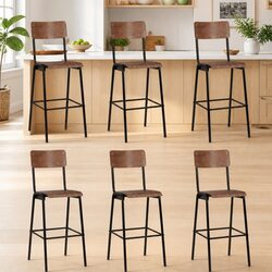 Bar Stools 6 Pieces Stackable Dining Chair Kitchen Seating Set Black