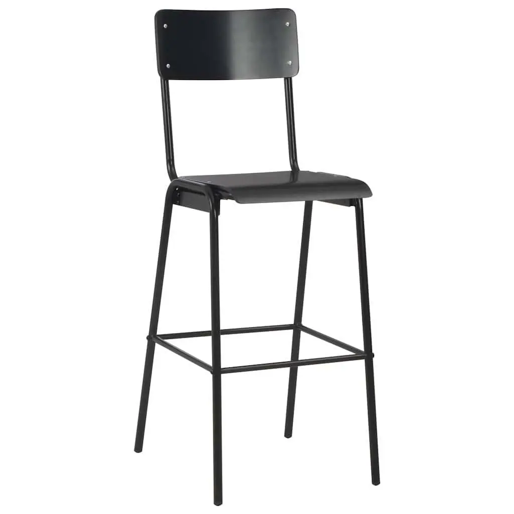 Bar Stools Set 4 Pieces Black Stackable Dining Kitchen Chairs with Steel Legs