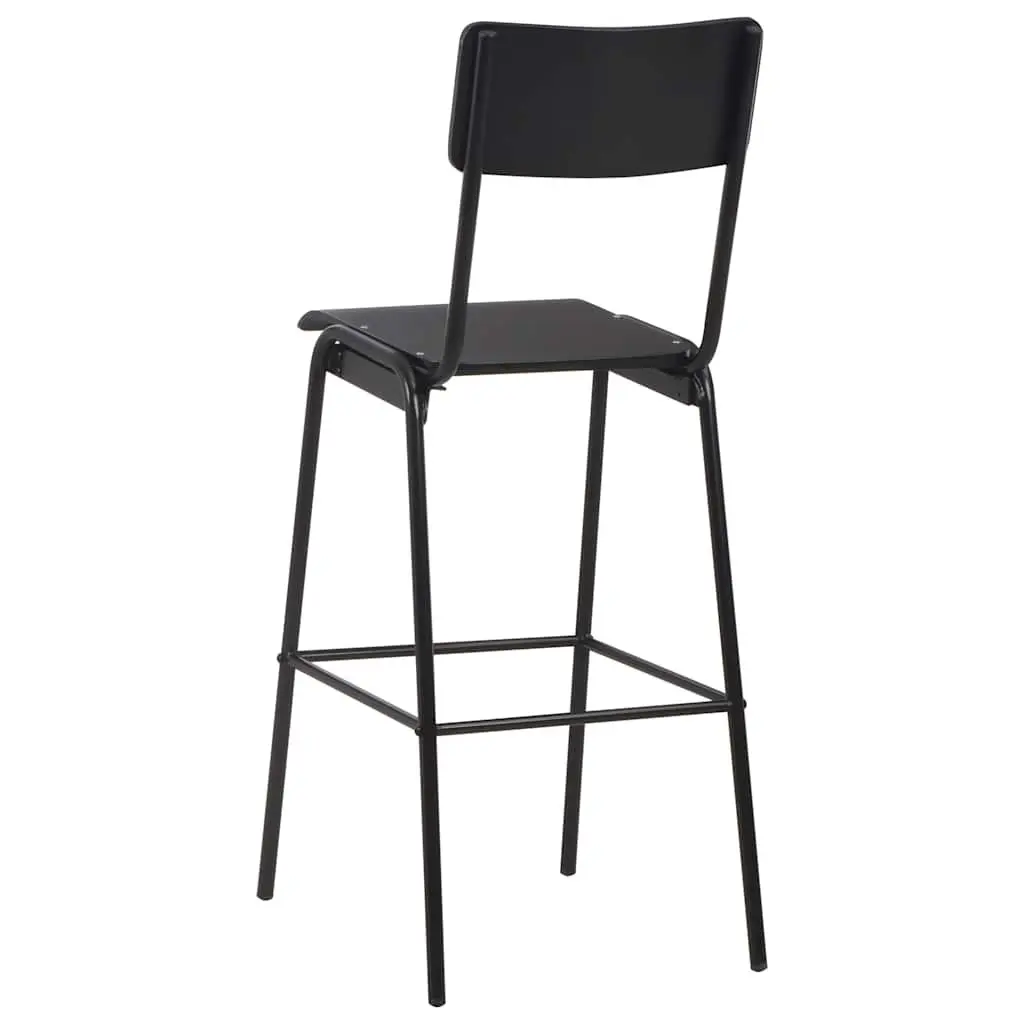 Bar Stools Set 4 Pieces Black Stackable Dining Kitchen Chairs with Steel Legs