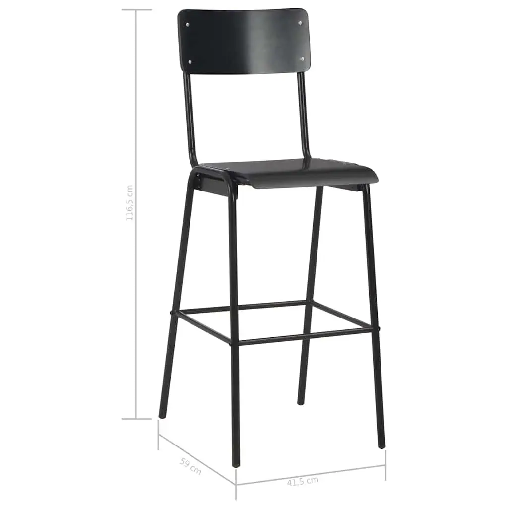 Bar Stools Set 6 Pieces Black Stackable Dining Chair Kitchen Counter Height