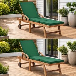 Outdoor Garden Sun Loungers with Cushions - Set of 2