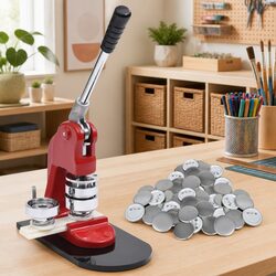 Button Maker Machine 58mm Badge Maker Kit with 500pcs Pinback Button Parts