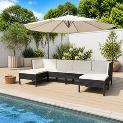Versatile 6-Piece Modular Outdoor Lounge Set in Black