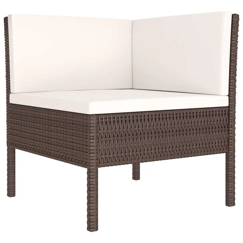 Garden Lounge Set 6 Piece Brown Outdoor Furniture with Cushions