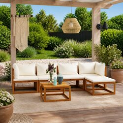 Cream Acacia Wood Lounge Set for a Cozy Outdoor Space