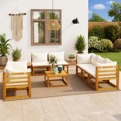 Enhance Your Outdoor Space with this 9-Piece Lounge Set
