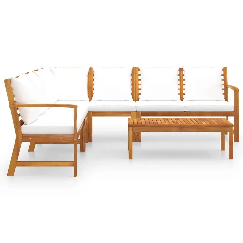 Garden Lounge Set 6 Piece Modular Patio Furniture Cream Sofa Coffee Table