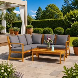 4 Piece Garden Lounge Set with Cushions Coffee Table Outdoor Patio Furniture