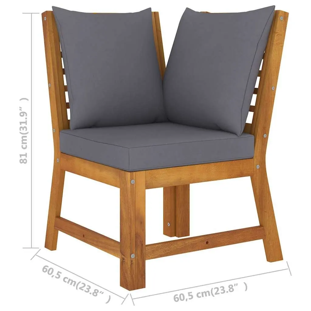4 Piece Garden Lounge Set with Cushions Solid Acacia Wood Frame Coffee Table Outdoor Patio Furniture