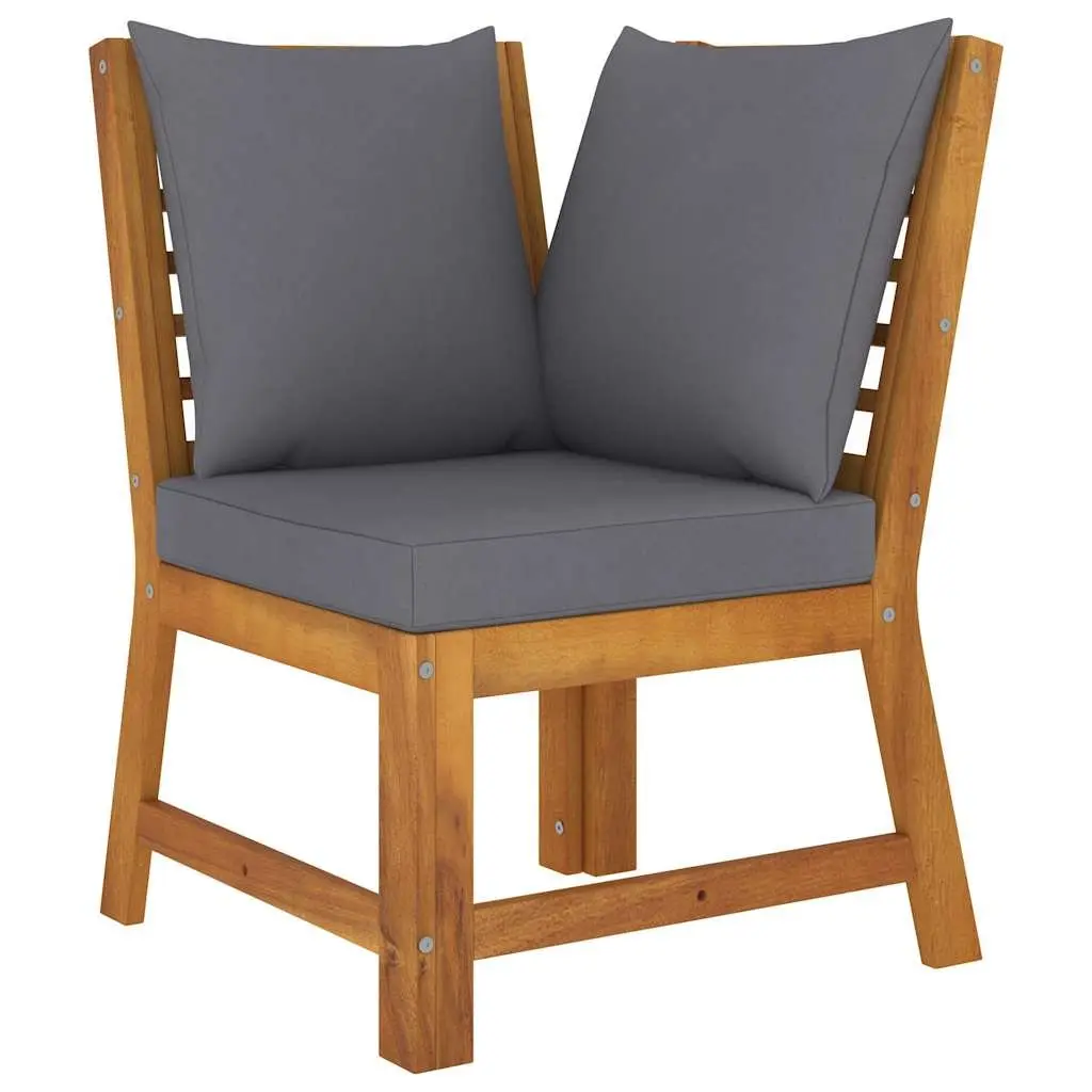 4 Piece Garden Lounge Set with Cushions Solid Acacia Wood Frame Coffee Table Outdoor Patio Furniture