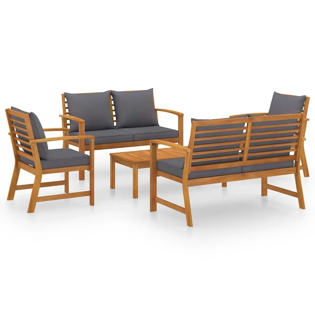 Garden Lounge Set 5 Piece Outdoor Furniture Solid Acacia Wood with Cushions