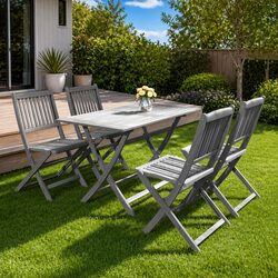 Stylish Outdoor Dining Set: 5 Piece Acacia Wood Set