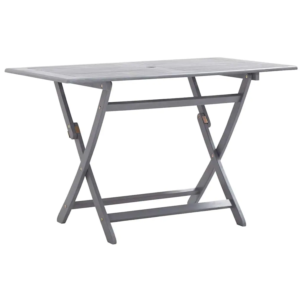 7 Piece Outdoor Dining Set Folding Garden Table and Chairs Grey Acacia Wood