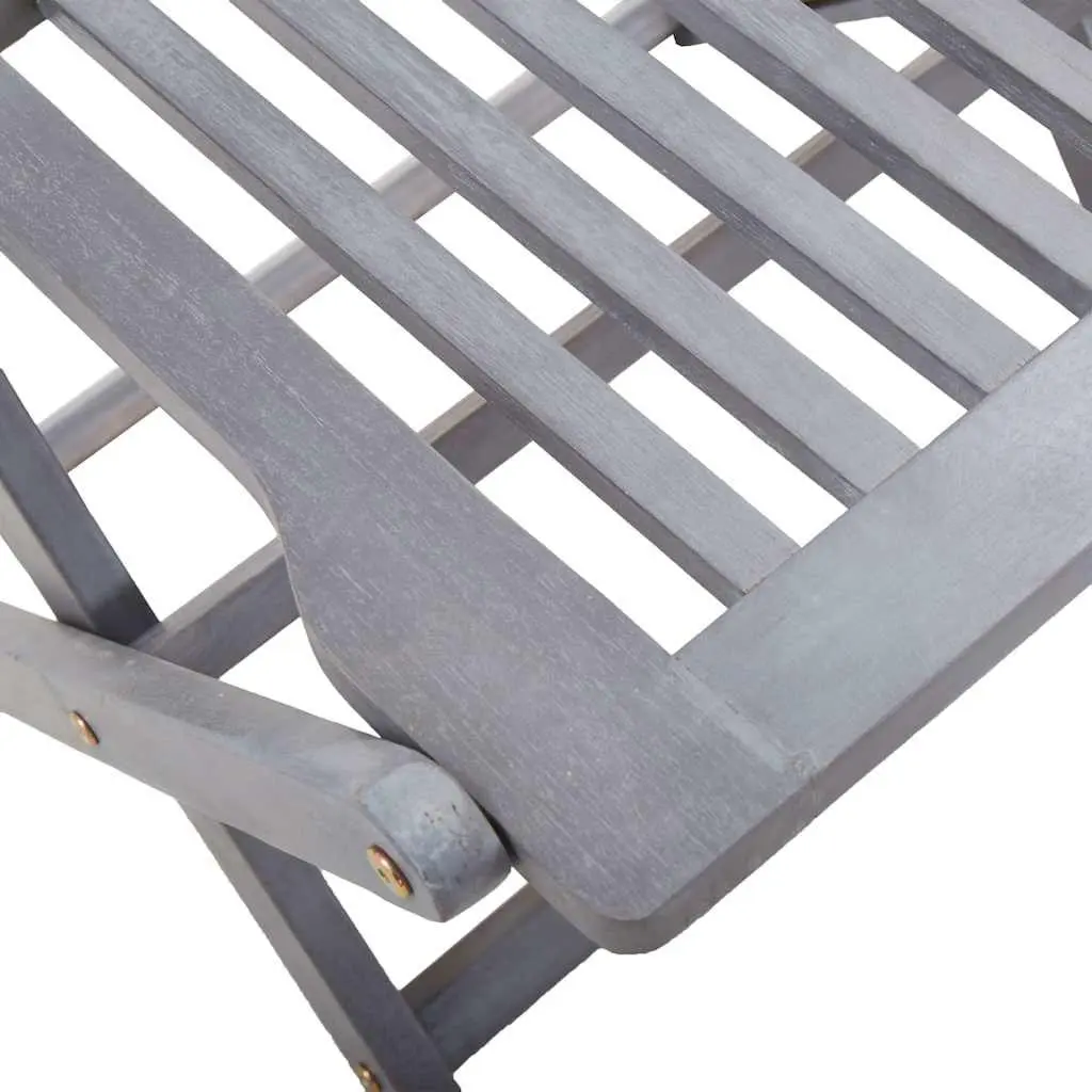 7 Piece Outdoor Dining Set Folding Garden Table and Chairs Grey Acacia Wood