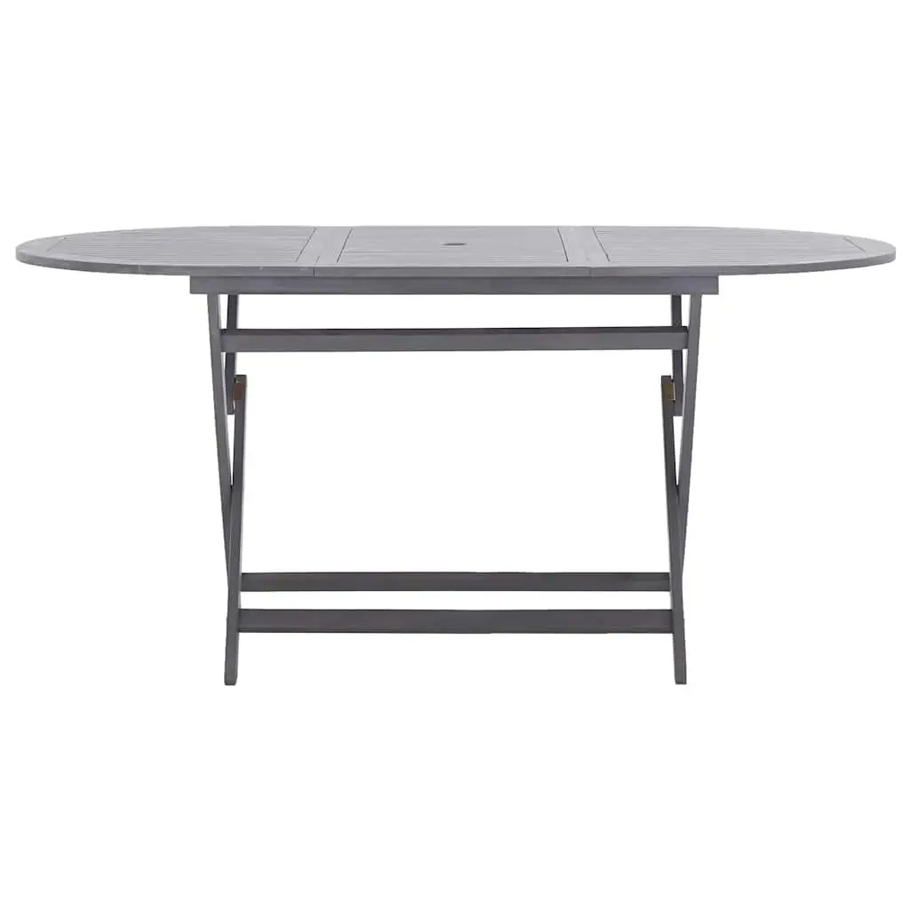 Garden Dining Set 7 Piece Outdoor Furniture Foldable Solid Acacia Wood Grey Wash