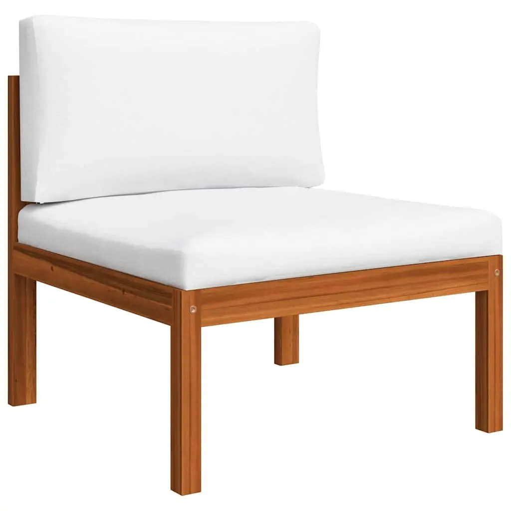Outdoor Lounge Set 6 Piece Acacia Wood White Rope Backrest Garden Furniture