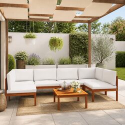 Stylish 7 Piece Patio Furniture Lounge Set with Cushions