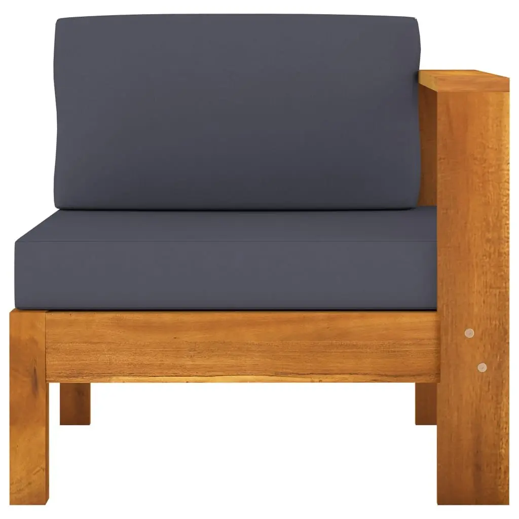 4-Seater Garden Sofa Acacia Wood Outdoor Patio Couch with Grey Cushions
